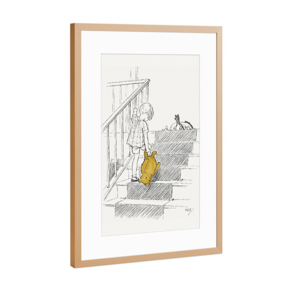 Poster mit Rahmen Kupfer "Christopher und Teddy - bunt" artboxONE - Für Kinder,Tiere