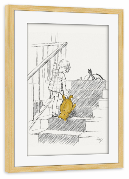 Poster mit Rahmen kiefer "Christopher und Teddy - bunt" artboxONE - Für Kinder,Tiere