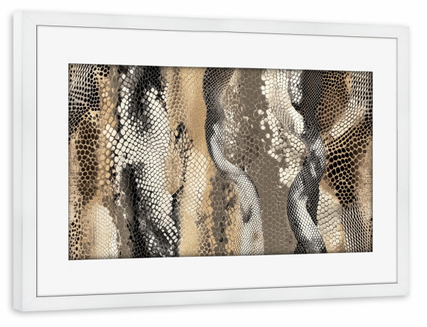 Poster mit Rahmen weiß "Stylische Schlangenillustration" artboxONE - Natur,Tiere,Abstrakt