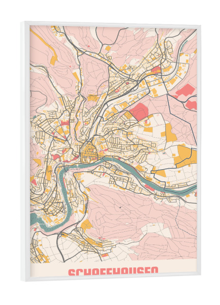 Poster mit weißem Rahmen "Schaffhausen City Plan" artboxONE - Städte / Weitere,Kartografie