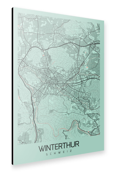 Alu-Dibond "Map Winterthur Schweiz" 75x50 cm artboxONE