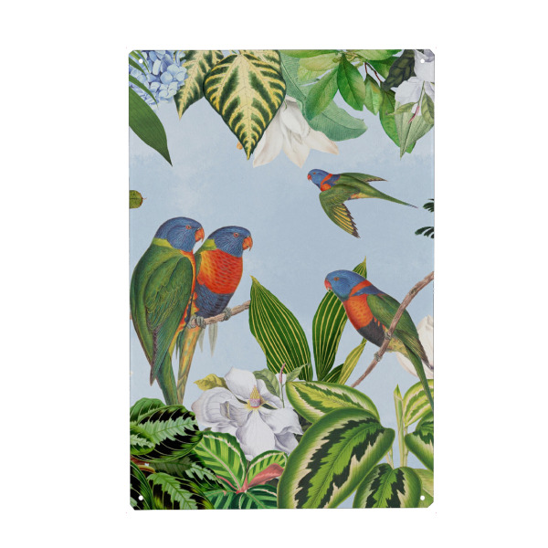 Metall Poster "Exotic Parrots in Jungle Adventure" artboxONE - Natur,Reise,Floral,Tiere