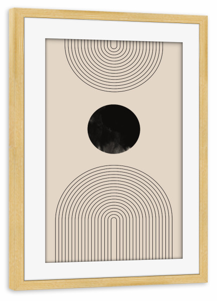 Poster mit Rahmen kiefer "Minimalist beige schwarz" artboxONE - Abstrakt,Geometrie