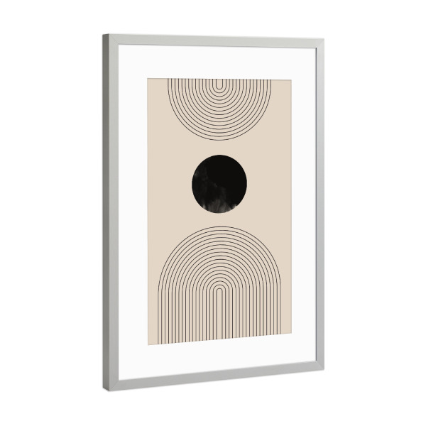 Poster mit Rahmen Silber "Minimalist beige schwarz" artboxONE - Abstrakt,Geometrie