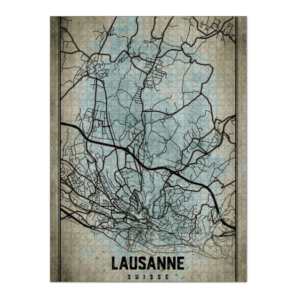 Puzzle Ravensburger "Lausanne Retro Map" artboxONE - Städte / Weitere,Kartografie