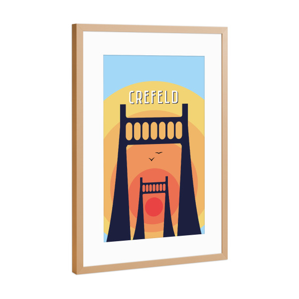 Poster mit Rahmen Kupfer "Krefeld Uerdingen - Retro" artboxONE - Städte,Architektur