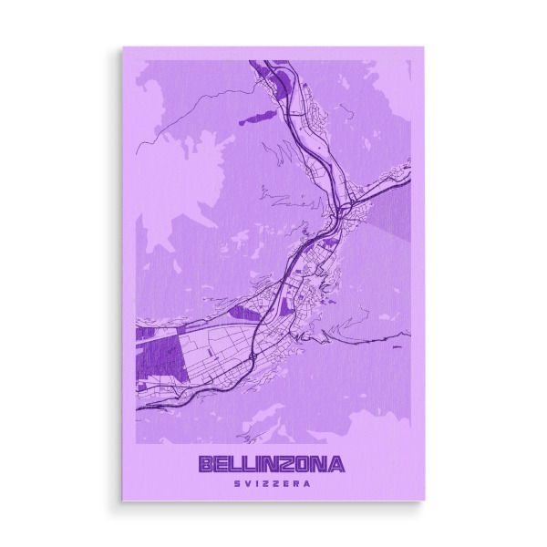 Holzbild "City Map Bellinzona" artboxONE - Städte / Weitere,Kartografie