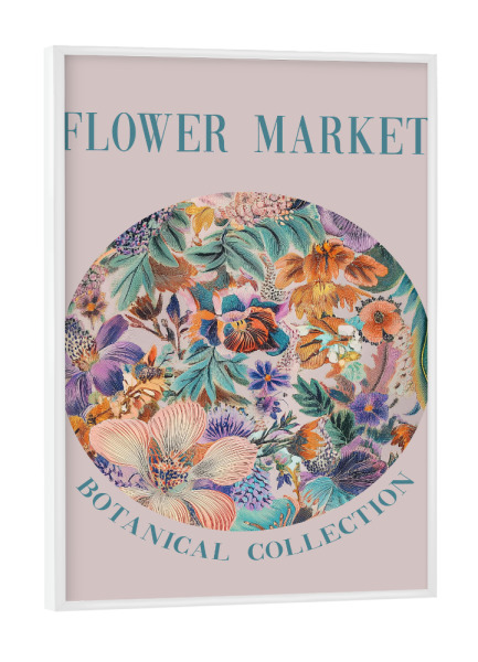 Poster mit weißem Rahmen "Blumen Markt mit Frühlingsblüten" artboxONE - Typografie,Floral,Musik
