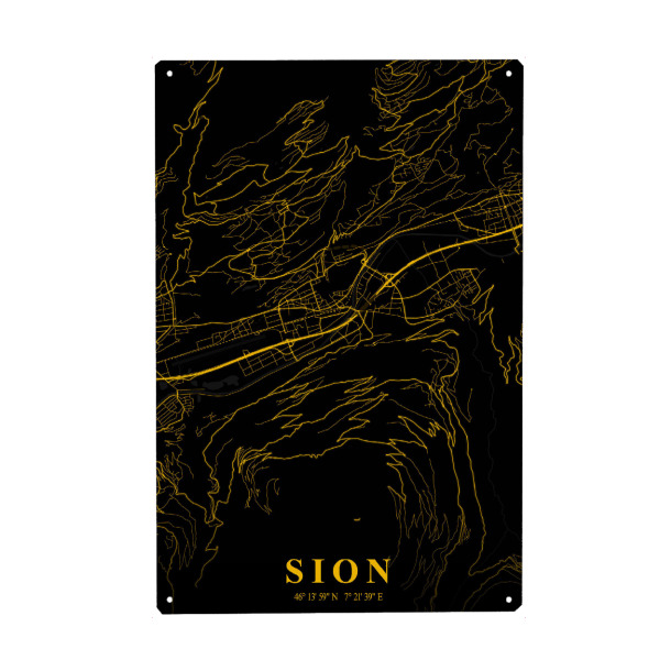 Metall Poster "Sion City Plan" artboxONE - Städte / Weitere,Kartografie
