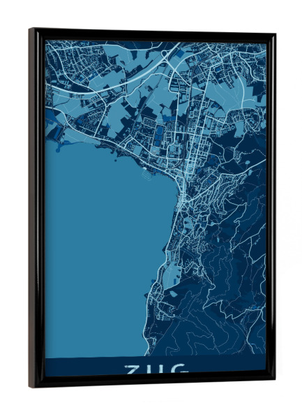 Poster mit schwarzem Rahmen "Stadt Zug Schweiz" artboxONE - Städte / Weitere,Kartografie