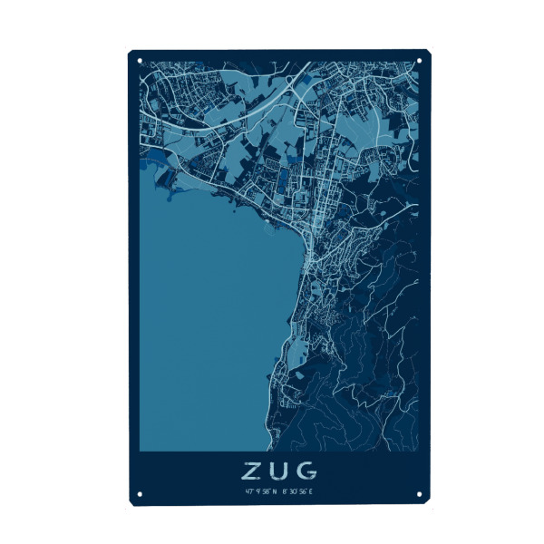 Holzbild "Stadt Zug Schweiz" artboxONE - Städte / Weitere,Kartografie