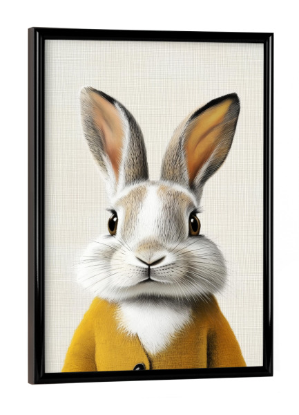 Poster mit schwarzem Rahmen "Sunny niedlicher Hase" artboxONE - Für Kinder,Tiere,Lustig