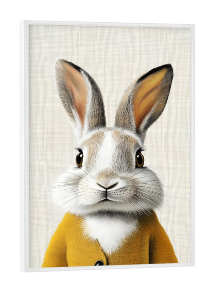 Poster mit weißem Rahmen "Sunny niedlicher Hase" artboxONE - Für Kinder,Tiere,Lustig