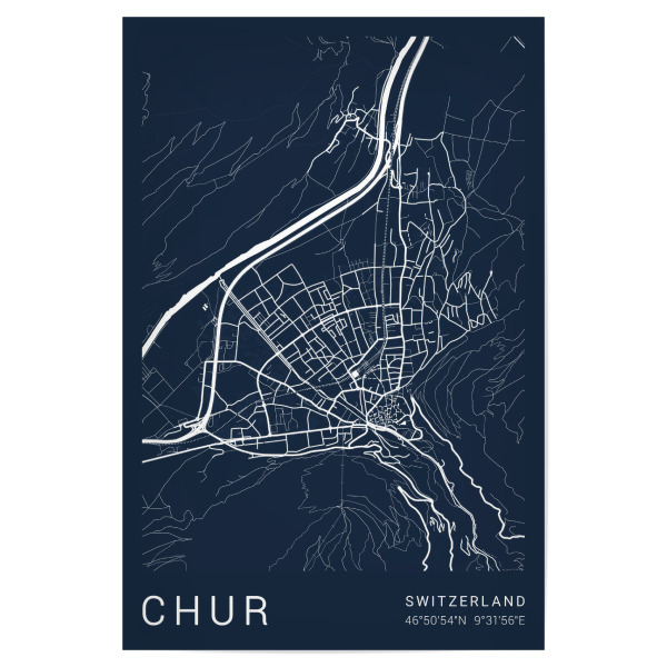 Poster 30x20 cm "Chur City Plan" artboxONE - Städte / Weitere,Kartografie