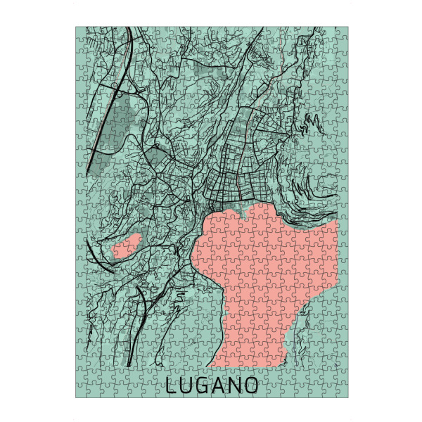 Puzzle Ravensburger "Map Lugano Ticino" artboxONE - Städte / Weitere,Kartografie