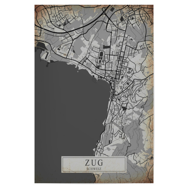 Poster 30x20 cm "Retro City Zug" artboxONE - Städte / Weitere,Kartografie