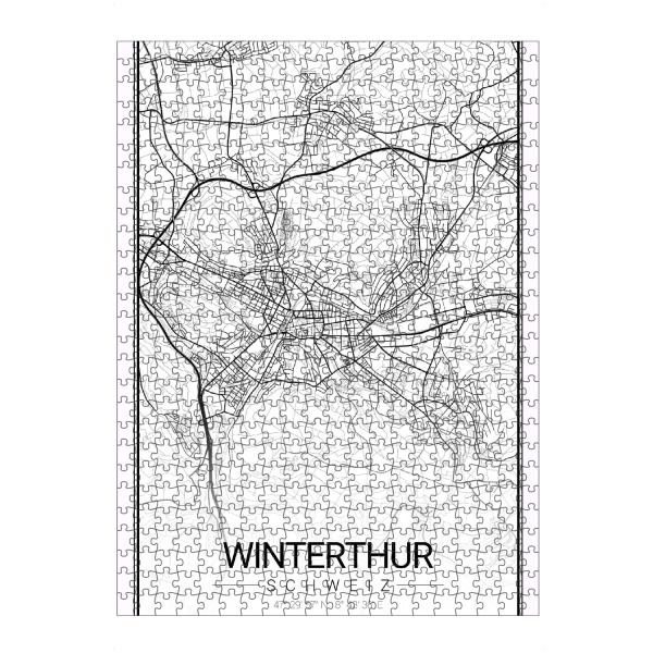 Puzzle Ravensburger "Map Winterthur" artboxONE - Schwarzweiß,Städte / Weitere,Kartografie