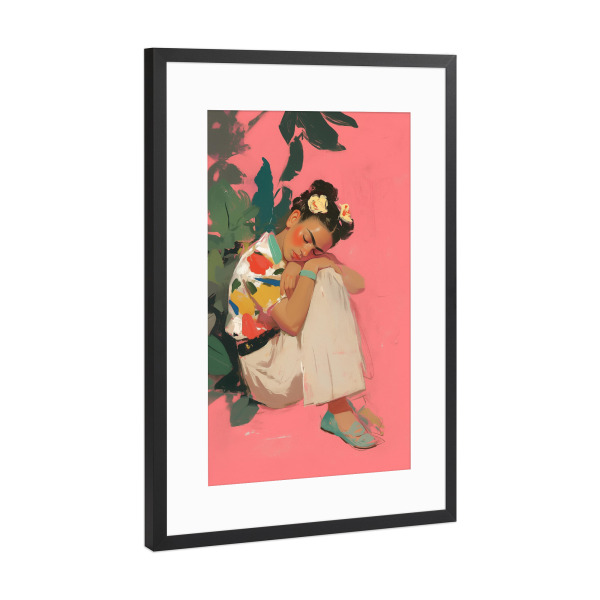 Poster mit Rahmen Schwarz (Metallic) "Süße Träume Frida" artboxONE - Natur,Floral,Menschen
