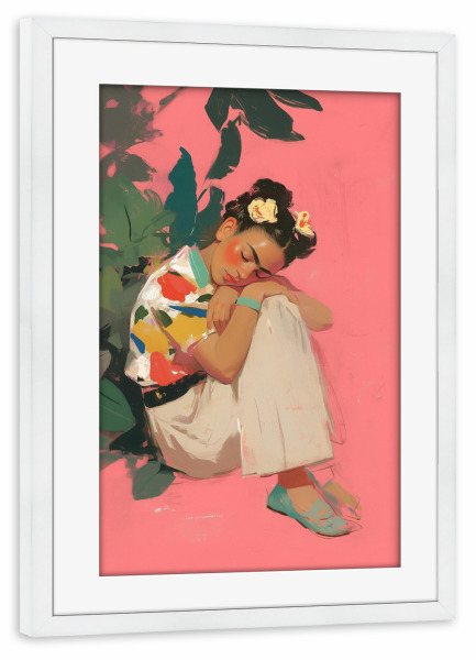 Poster mit Rahmen weiß "Süße Träume Frida" artboxONE - Natur,Floral,Menschen