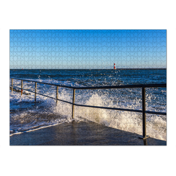 Puzzle Ravensburger "Wellen an der Mole" artboxONE - Reise,Architektur,Reise / Strand und Meer