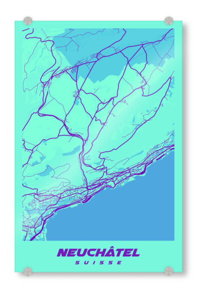 Acrylglasbild "Neuchâtel Stadtplan" artboxONE - Städte / Weitere,Kartografie