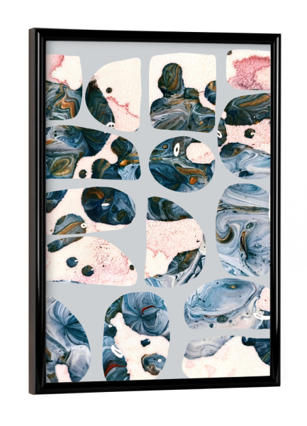 Poster mit schwarzem Rahmen "Aufgeordnete Steine" artboxONE - Abstrakt