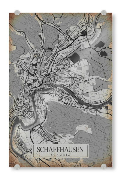 Acrylglasbild "Retro City Schaffhausen" artboxONE - Städte / Weitere,Kartografie