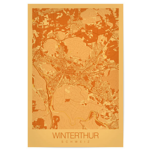 Poster 30x20 cm "Stadt Winterthur Map" artboxONE - Städte / Weitere,Kartografie