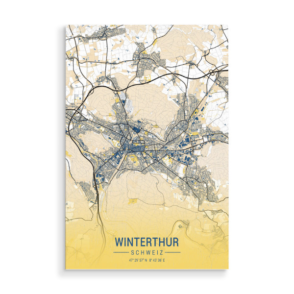 Holzbild "City von Winterthur" artboxONE - Städte / Weitere,Kartografie