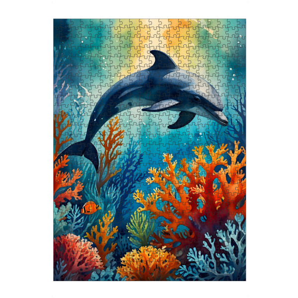 Puzzle Ravensburger "Graceful Dolphin in Coral Paradise" artboxONE - Natur,Tiere,Unterwasser