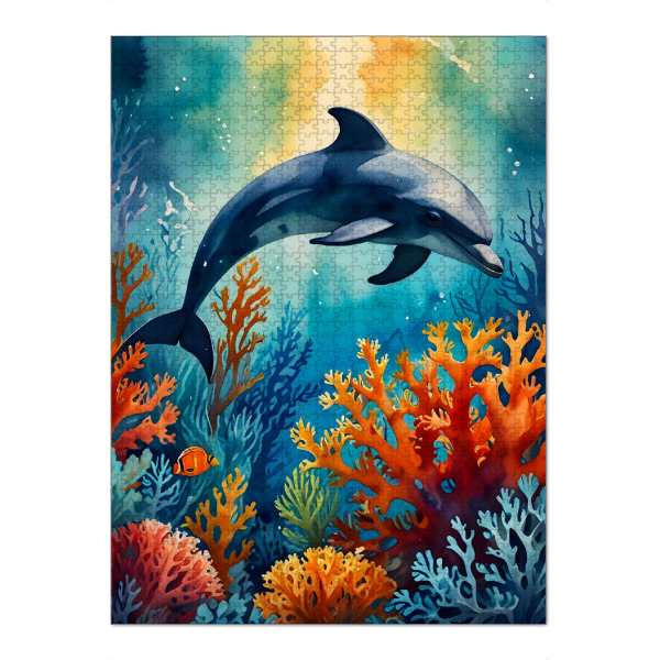 Puzzle Ravensburger "Graceful Dolphin in Coral Paradise" artboxONE - Natur,Tiere,Unterwasser