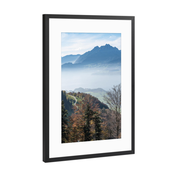 Poster mit Rahmen Schwarz (Metallic) "Schöne Aussicht" artboxONE - Natur,Reise - Natur,Landschaft,Schweiz,Berge,Wald,Bäume