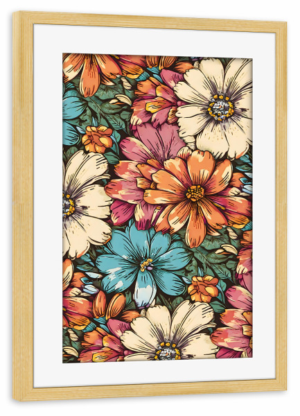 Poster mit Rahmen kiefer "Blumenkraftmuster" artboxONE - Floral