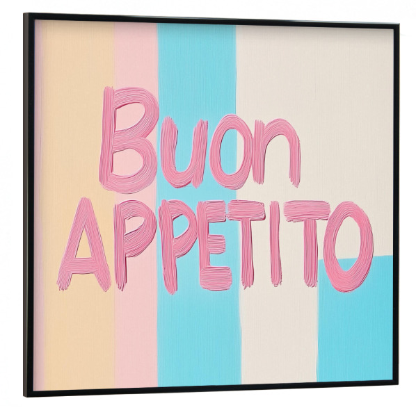 Poster mit schwarzem Rahmen 30x30 cm "Buon Appetito Bella Italia" artboxONE - Typografie,Essen & Trinken,Reise / Strand und Meer