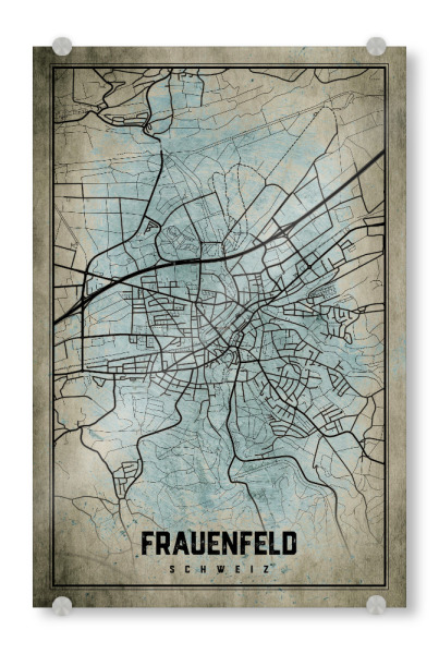 Acrylglasbild "Frauenfeld Retro City" artboxONE - Städte / Weitere,Kartografie