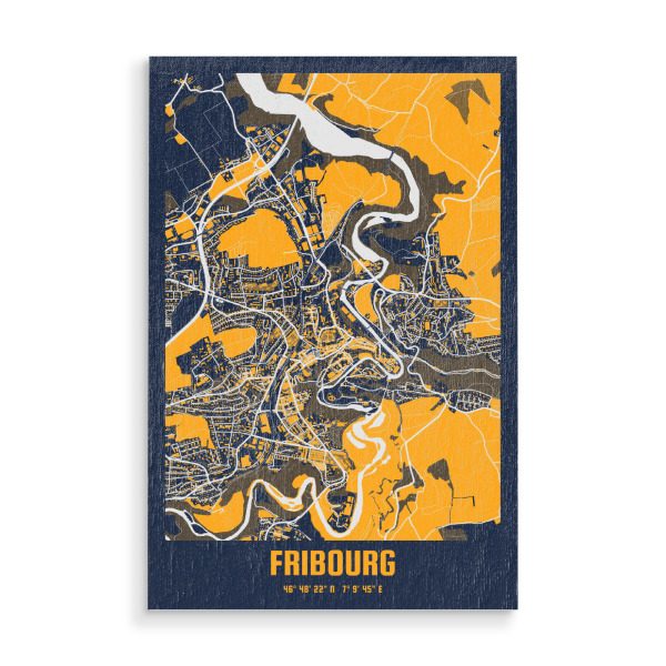 Holzbild "Fribourg City" artboxONE - Städte / Weitere,Kartografie
