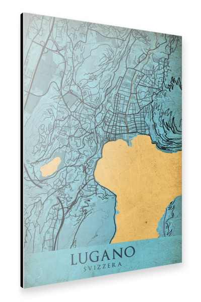 Alu-Dibond "Vintage City Lugano" 75x50 cm artboxONE