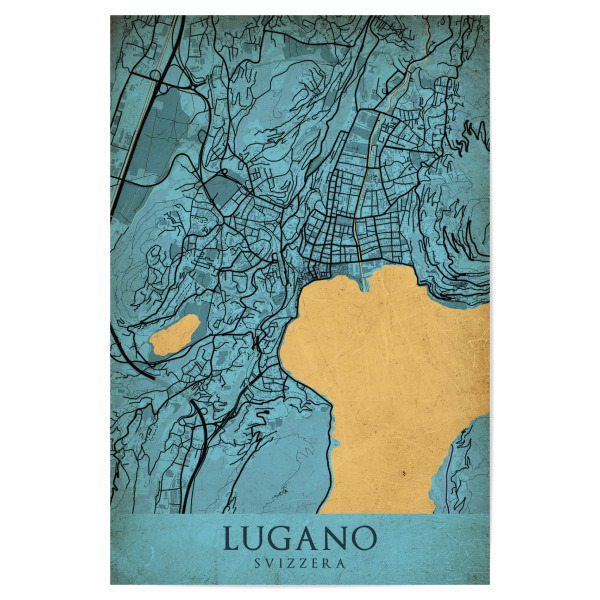 Poster 30x20 cm "Vintage City Lugano" artboxONE - Städte / Weitere