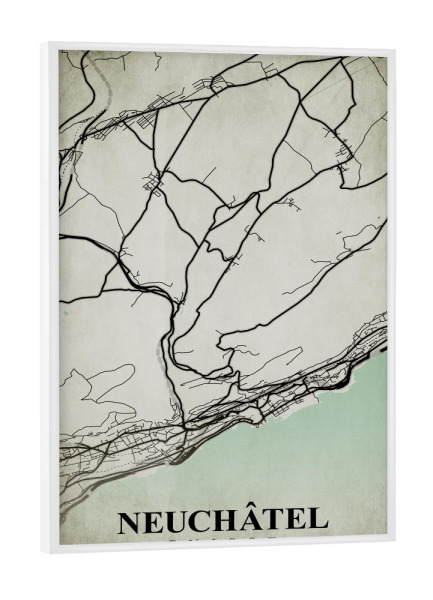 Poster mit weißem Rahmen "Neuenburg Vintage CityMap" artboxONE - Städte / Weitere,Kartografie