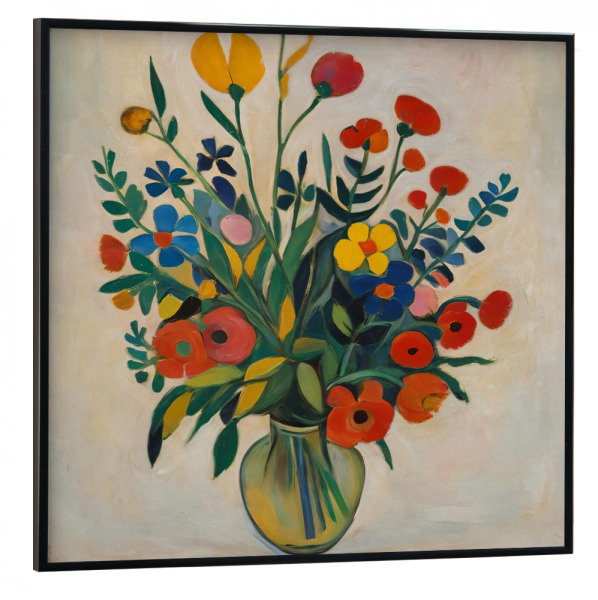 Poster mit schwarzem Rahmen 30x30 cm "Vase mit roten Blumen" artboxONE - Floral - Vaso,Flores vermelhas,Flores amarelas