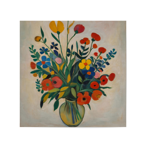 Poster 20x20 cm "Vase mit roten Blumen" artboxONE - Floral - Vaso,Flores vermelhas,Flores amarelas