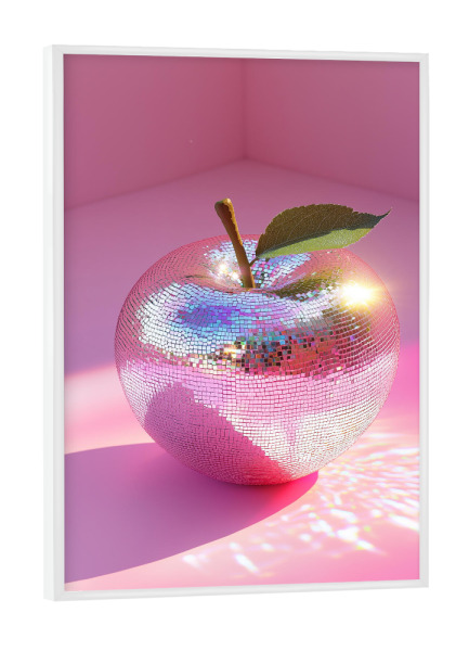 Poster mit weißem Rahmen "Pink Disco-Apfel" artboxONE - Musik,Fashion,Essen & Trinken / Obst & Gemüse