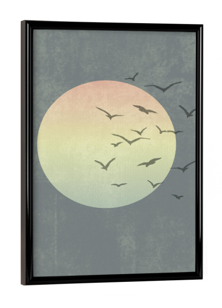 Poster mit schwarzem Rahmen "Vogel Formation im Sonnenuntergang" artboxONE - Natur,Tiere