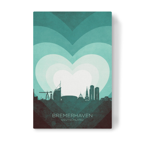 Leinwandbild "Bremerhaven Skyline Heart Teal" artboxONE - Städte