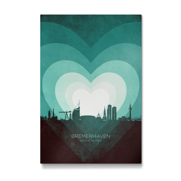 Galerie-Print "Bremerhaven Skyline Heart Teal" 30x20 cm artboxONE