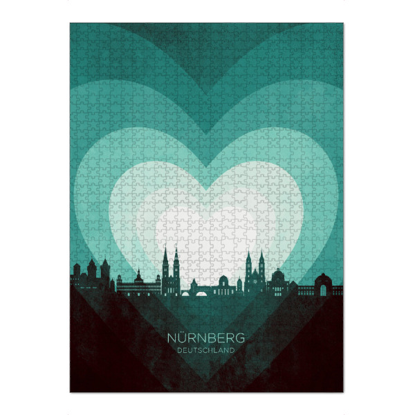 Puzzle Ravensburger "Nürnberg Skyline Heart Teal" artboxONE - Städte