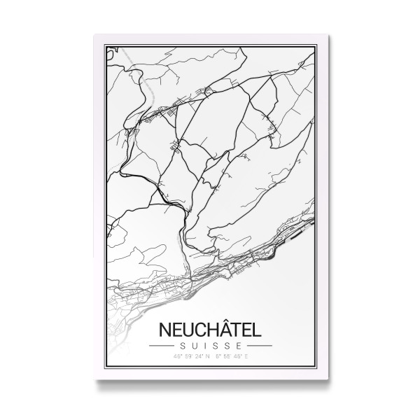 Galerie-Print "City Map Neuchâtel" 75x50 cm artboxONE