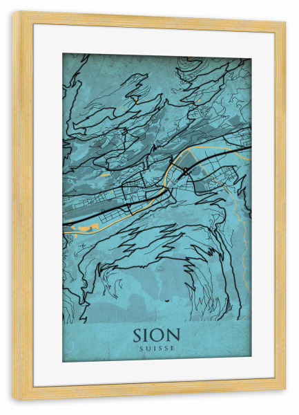 Poster mit Rahmen kiefer "Sion Vintage" artboxONE - Städte / Weitere,Kartografie