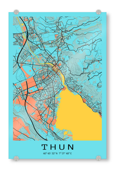 Acrylglasbild "Thun City Karte" artboxONE - Städte / Weitere,Kartografie