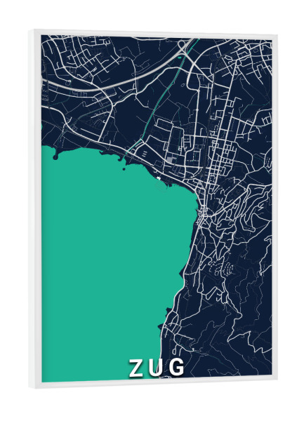 Poster mit weißem Rahmen "Zug Map" artboxONE - Städte / Weitere,Kartografie